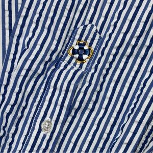 SOLDCastaway Nantucket Island Button Down Shirt L/S Blue White Stripe Seersucker